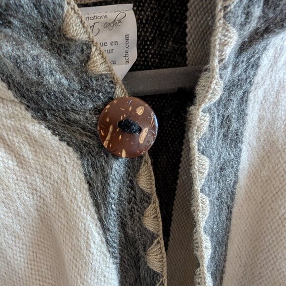 Tresart Cache Alpaca Blend Hooded Open Front Poncho Cape Neutral One Size - Picture 6 of 13